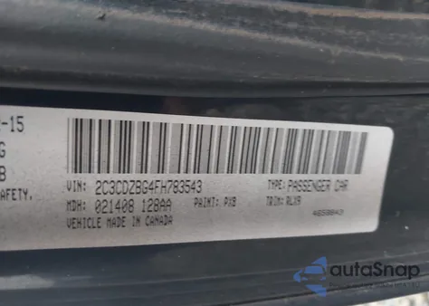 2015 Dodge Challenger Sxt Plus from USA, damaged, VIN 2C3CDZBG4FH783543